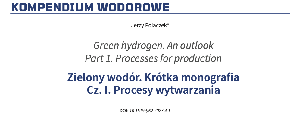 Zielony wodór Krótka monografia Cz I Procesy wytwarzania Wodorowe Info